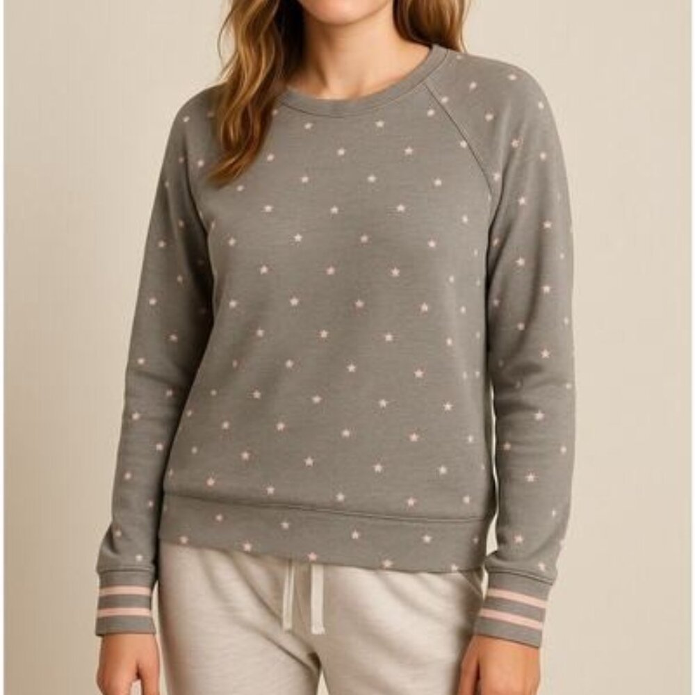 PJ Salvage Stars Pajama Top Peachy Lounge Sleep Gray & Pink Size Large NEW